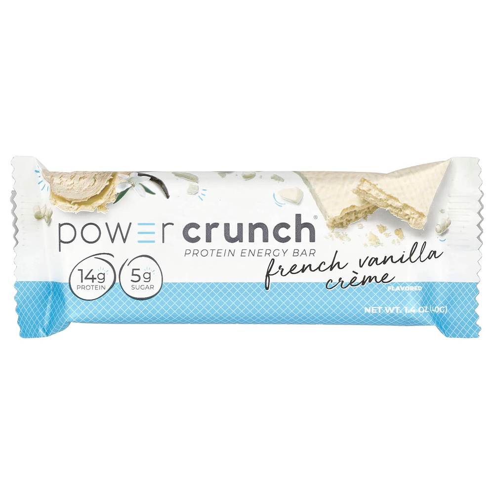 BNRG, Power Crunch® Protein Energy Bar, с французским ванильным кремом, 12 батончиков по 40 г (1,4 унции)