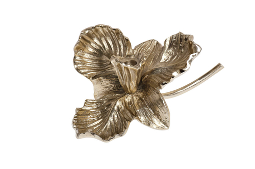 71PN-1893 Подсвечник "Орхидея" металл. цвет шампань 18*15*10см