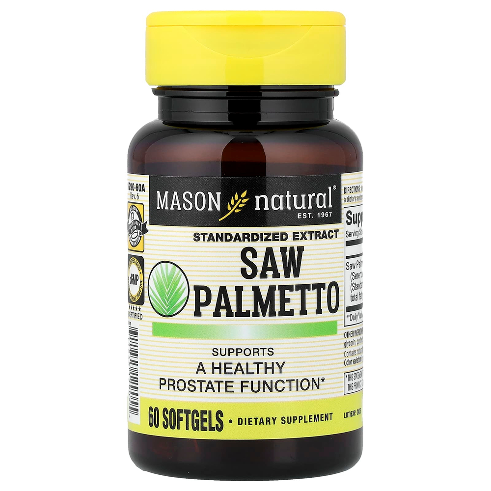 Mason Natural, сереноя, стандартизированный экстракт, 60 капсул (160 мг в 1 капсуле)