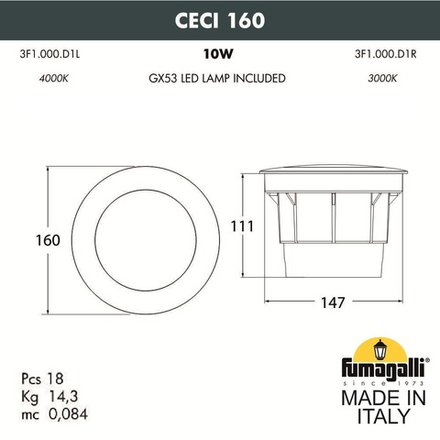 Грунтовый светильник FUMAGALLI CECI 160 3F1.000.000.LXD1L