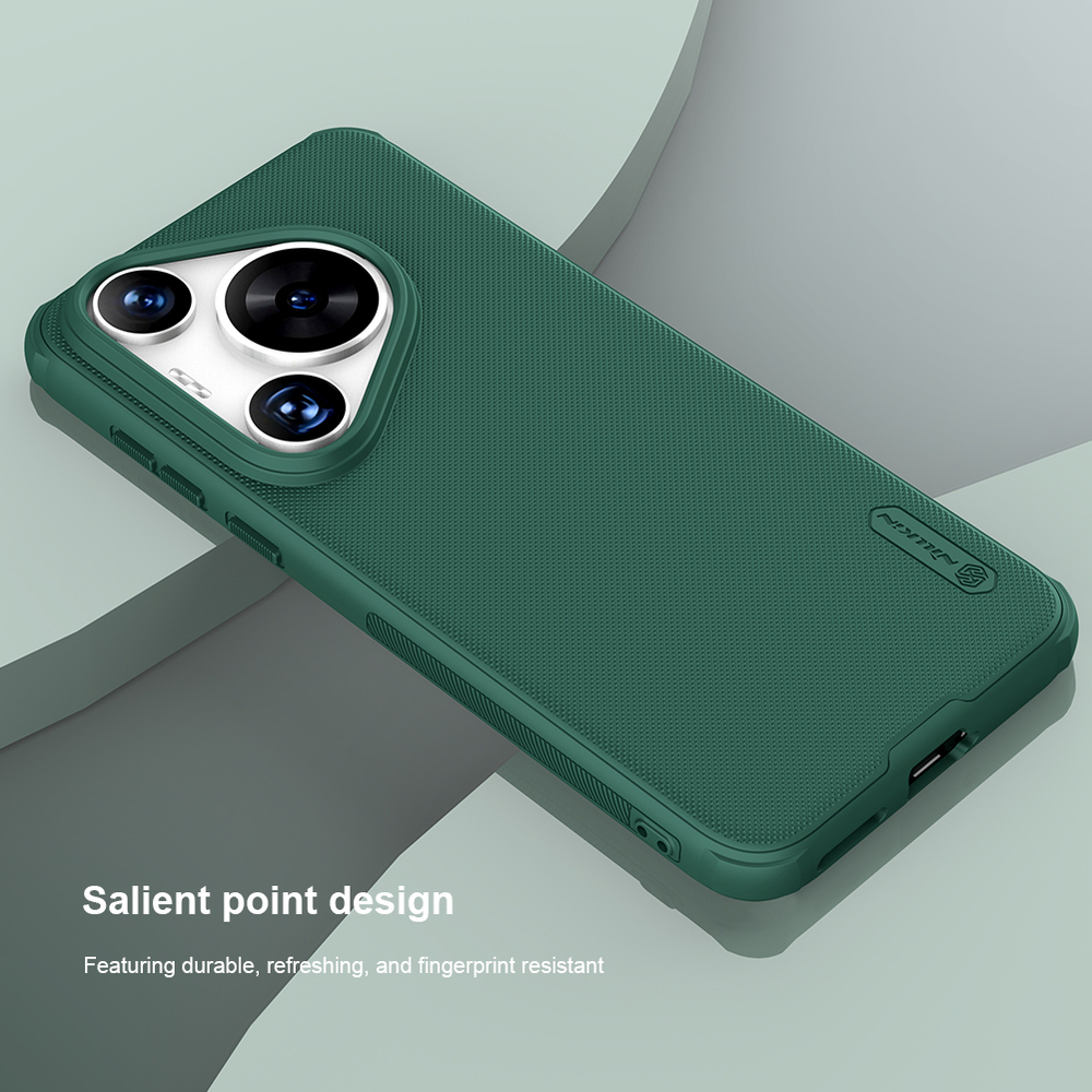 Усиленный чехол зеленого цвета (Deep Green) от Nillkin c поддержкой зарядки MagSafe для Huawei Pura 70, серия Super Frosted Shield Pro Magnetic Case