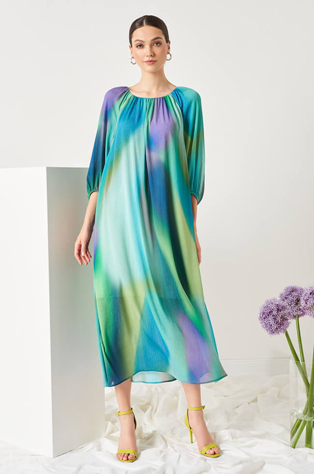 51470 Платье женское (изумрудный принт)