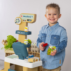 Детский игровой магазин Smoby 350238 с электронной кассой сканером весами и 34 аксессуарами от 3 лет — фото 7
