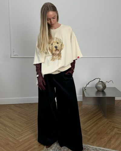 Молочная хлопковая футболка с принтом