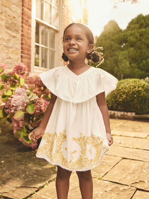 Платье с воротником для девочки Next E89-856, Молочный