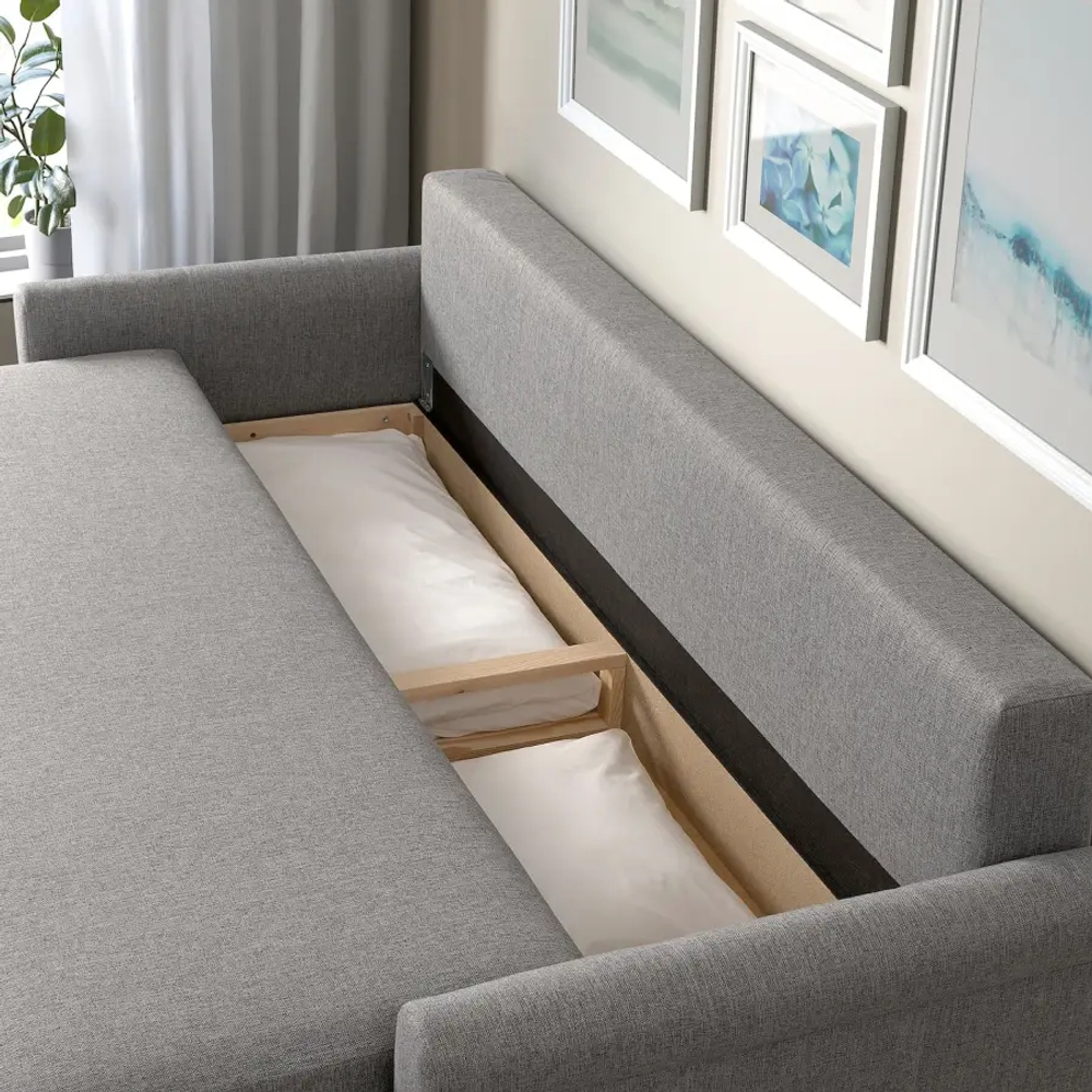 3-местный диван-кровать - IKEA DÅNHULT/DANHULT,  78x96x220см, серый, ДАНХУЛЬТ ИКЕА