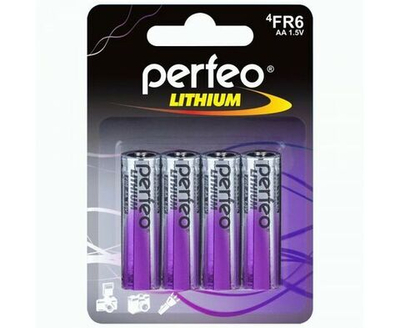 Батарейка FR6/AA Perfeo Lithium BL4 PFFR6/4BL, 4шт.