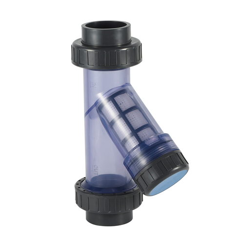 Фильтр сетчатый ПВХ (НПВХ) прозрачный с разборными муфтовыми окончаниями под клей, EPDM (Ру10), Китай