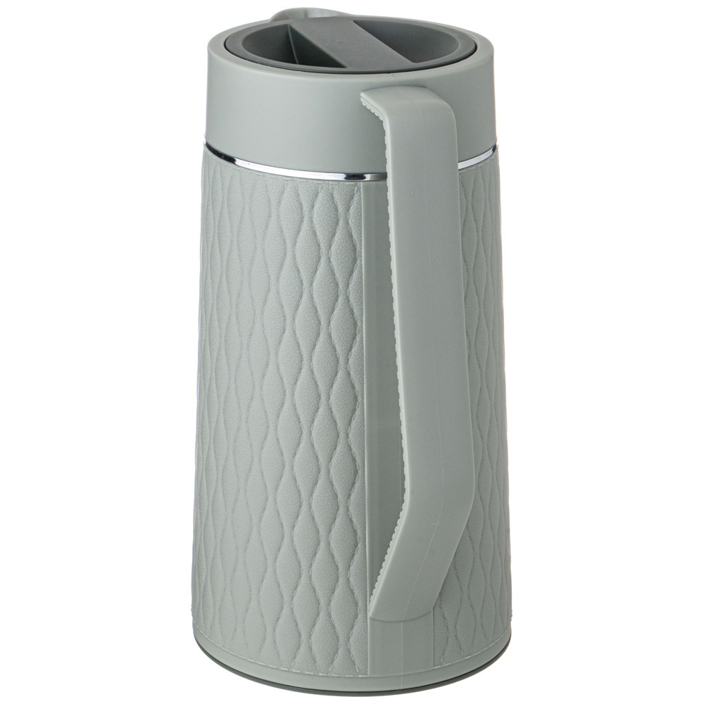 Термос 1л со стеклянной колбой, цвет серый