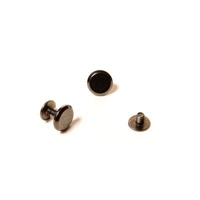 Кнопка для ремня плоская винтовая 9,5мм (длина 6мм), темный никель