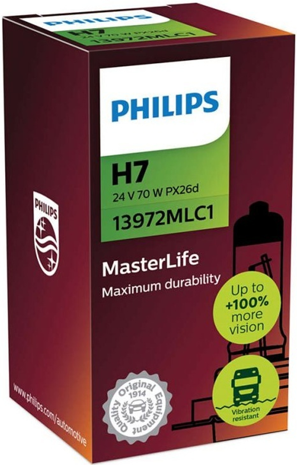 Автолампа H7 24V- 70W Philips (PX26d) MasterLife #13972MLC1 ORIGINAL