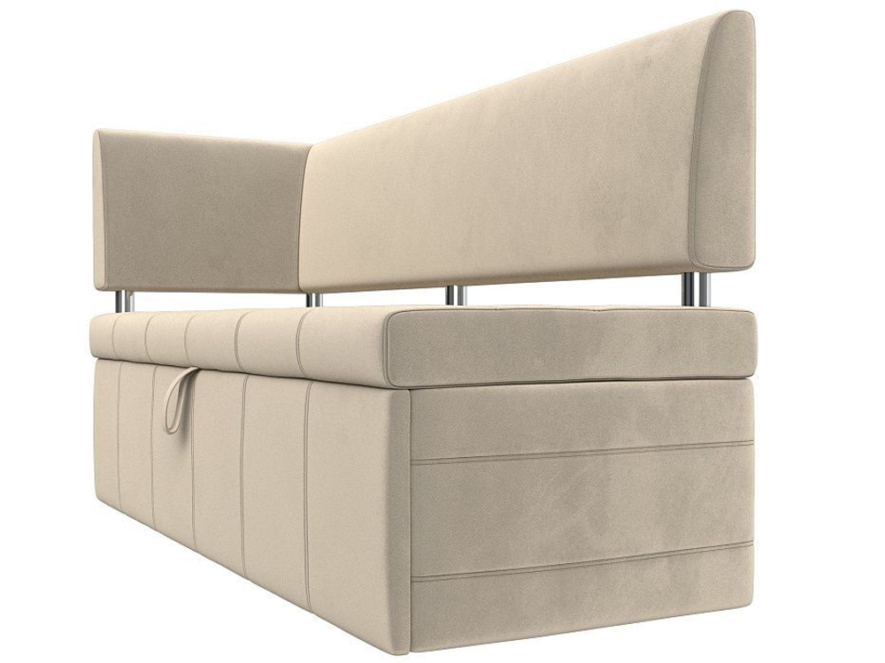 Диван кухонный прямой Стоун с углом левый, Бежевый, Микровельвет, 115933L