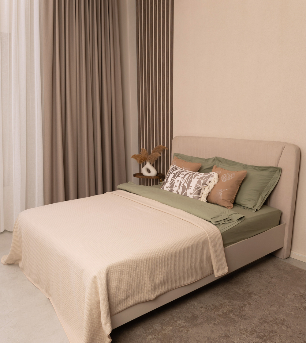 Простыня на резинке из варёного хлопка, оливковый