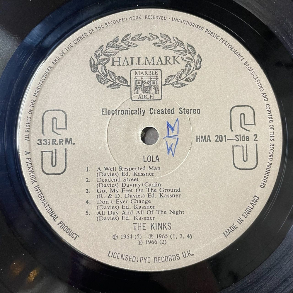 Винтажная виниловая пластинка LP The Kinks Lola (UK 1971)