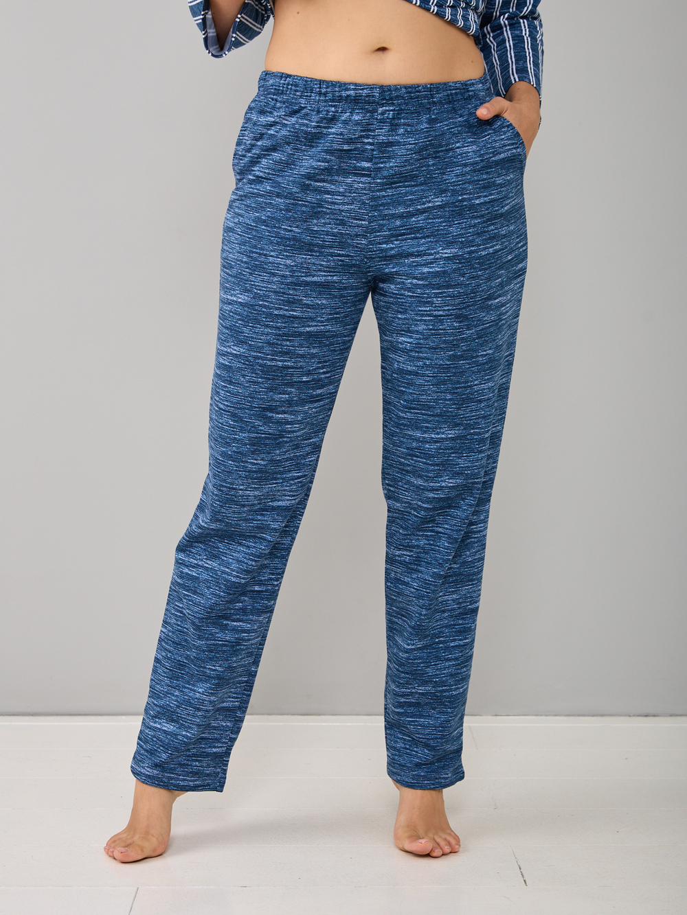 Пижама с брюками КБ-001/индиго-полоска