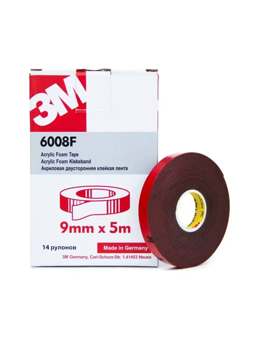 Клейкая двусторонняя акриловая лента 3М GT6008F 6мм х 5м