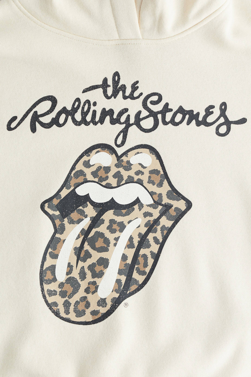 H&M Толстовка с капюшоном и принтом, кремовый