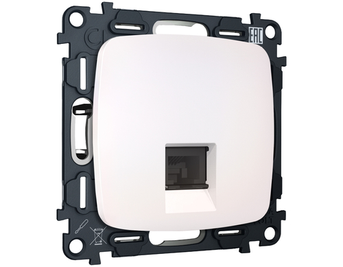 MO212005 Комплект механизма компьютерной розетки RJ-45 экранированной с автоматической защитной шторкой OMEGA Жемчуг QUANT (OP2120, VM185)