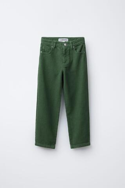 ZARA Х BENSIMON ® ВЕЛЬВЕТОВЫЕ БРЮКИ ПРЯМОГО КРОЯ, ЗЕЛЕНЫЙ
