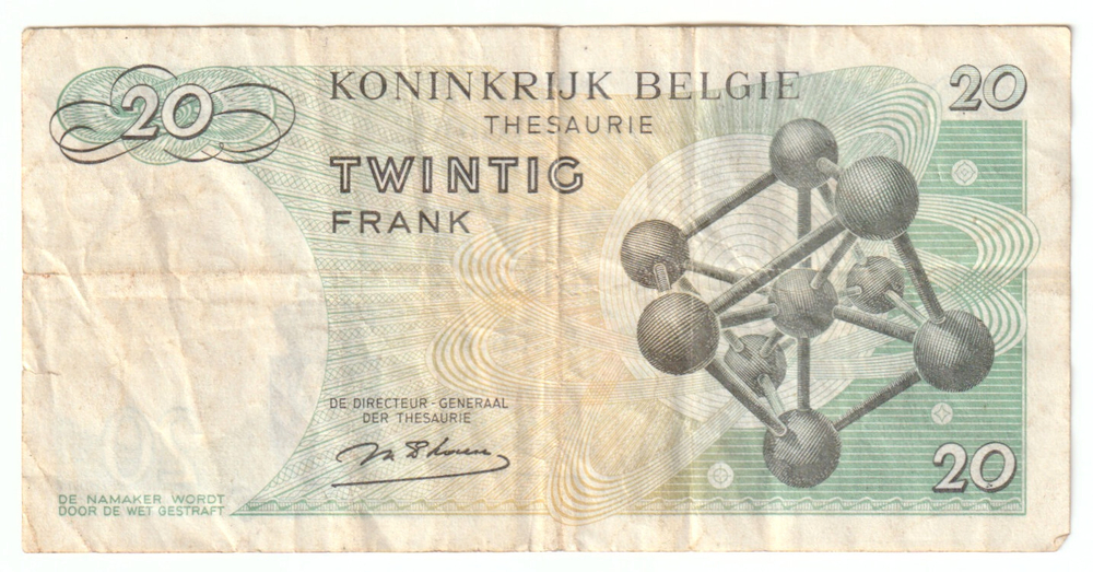 Belgium, 20 Francs - Baudouin I, 1964, F