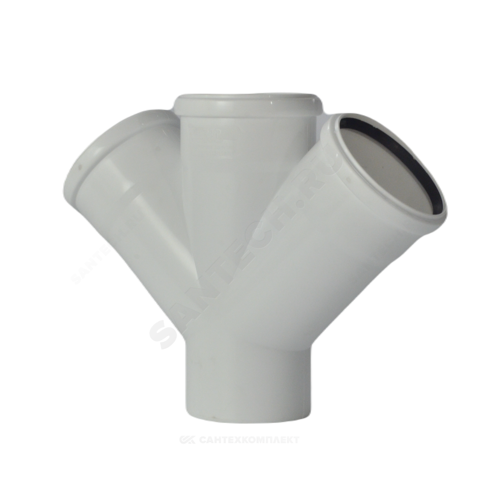 Крестовина PP-M 1-плоскостная бесшумная белая Дн 110х110х110х45гр б/нап в/к RTP (РосТурПласт) 24763