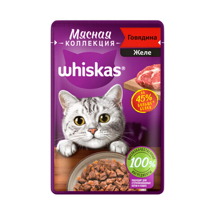 Мясная коллекция с говядиной, 75г влажный корм для кошек Whiskas