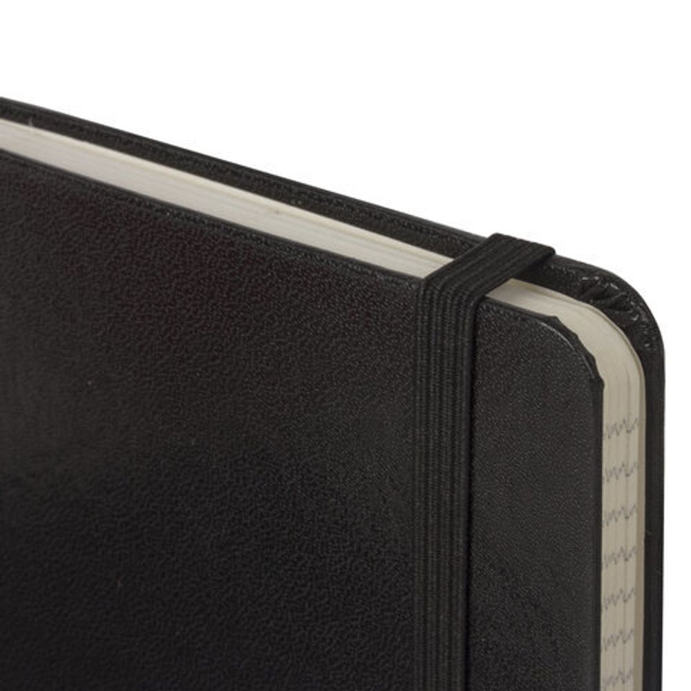 Блокнот в клетку с резинкой МАЛЫЙ ФОРМАТ А6 (100x150 мм), 80 л., балакрон черный BRAUBERG "Metropolis", 111589