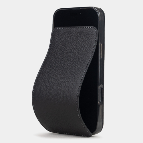 Кожаный чехол для iPhone 16 Pro Max, теленок черного цвета