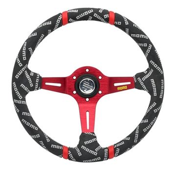 Спортивный руль Momo Ultra Logo замша чёрная с выносом 90мм красный