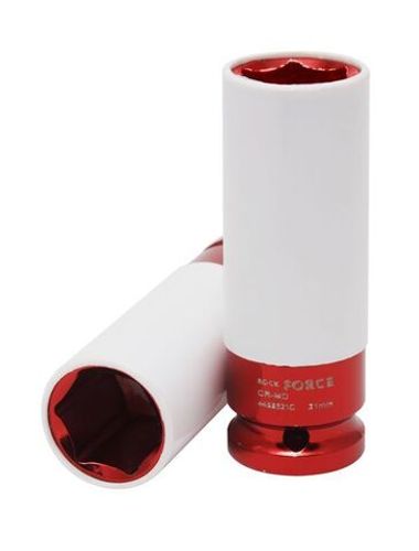 Головка глубокая для литых дисков с защитным кожухом 21мм, 1/2'', на пластиковом держателе RockForce##Rock FORCE RF-4458521C