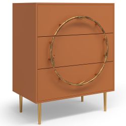 Комод Арт Колор matte Стайл Голд с 3 ящиками Томленый оранжевый матовый