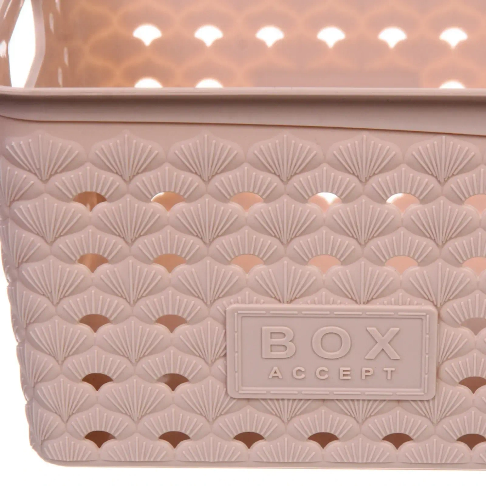 Корзина для хранения «АТЛАНТА», цвет пудрово-бежевый, 32,8*21,8*12см (лейбл Селфи)