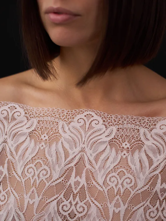 03-294 ОПТ Кружево эластичное 24 см, серебристый пион 168