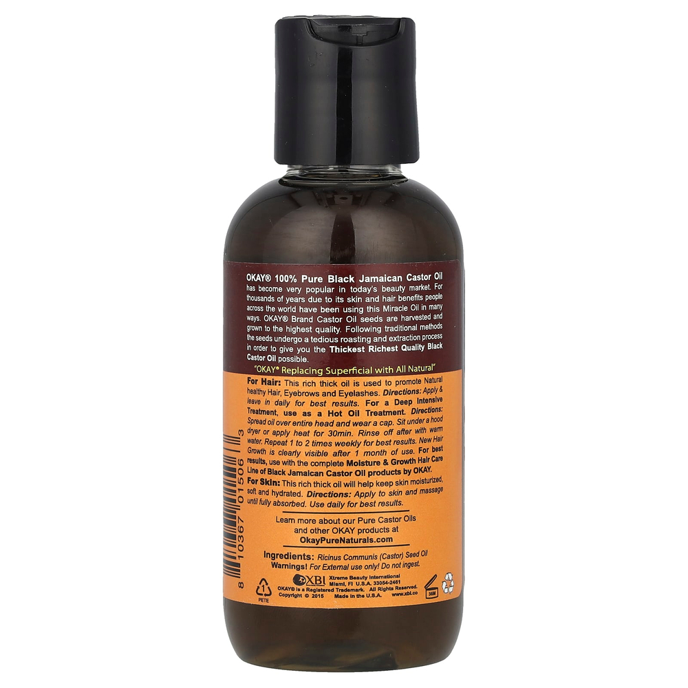 Okay Pure Naturals, 100% чистое черное ямайское касторовое масло®, 118 мл (4 унции)