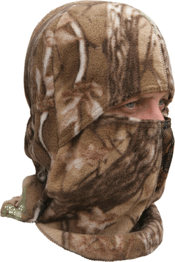 Шапка зимняя двусторонняя WINTER -380 HSN, флисовая, черный + зеленый / хаки