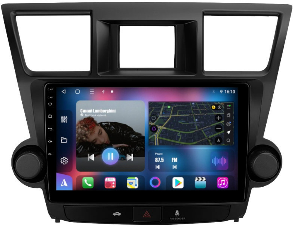 Магнитола для Toyota Highlander 2 U40 2007-2013 (крутилки активные) - FarCar BM7194F2 на Android 13, QLED, TS10, 4Гб+32Гб, CarPlay, 4G SIM-слот