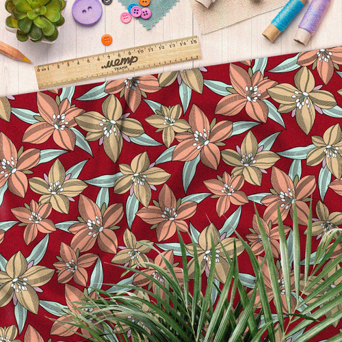 Ткань шелк Армани зарисовки цветов