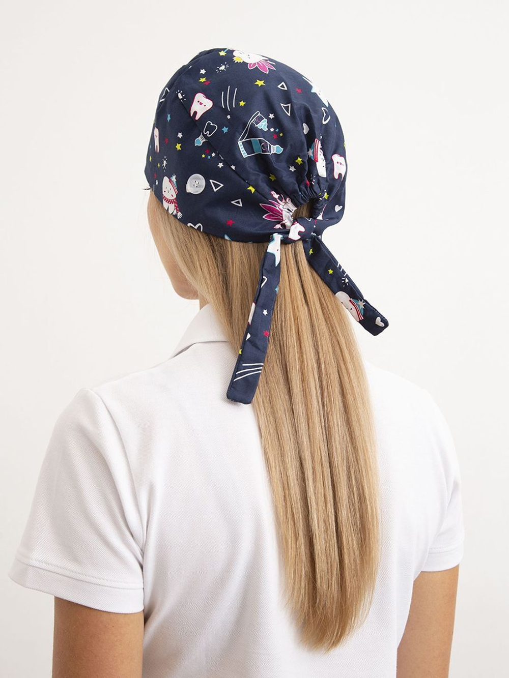 Шапочка медицинская, принт "Зубная фея", синий