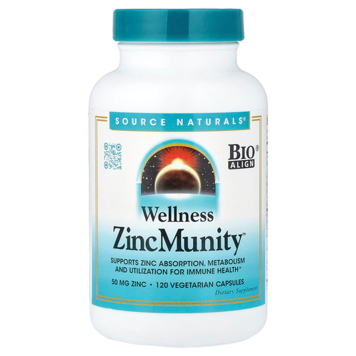 Source Naturals, Wellness ZincMunity™, 120 вегетарианских капсул