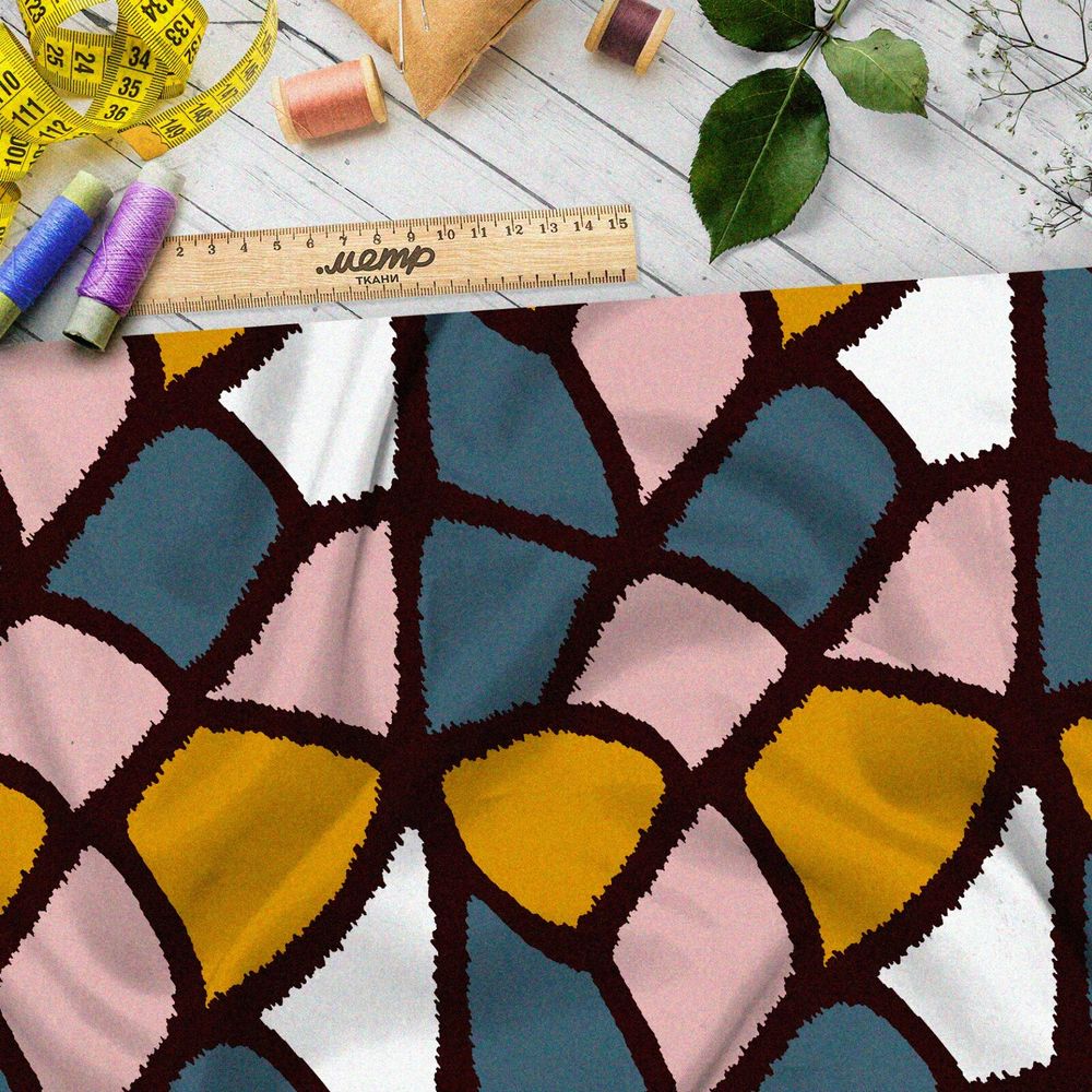 Ткань атлас ненасыщенный крупный витраж