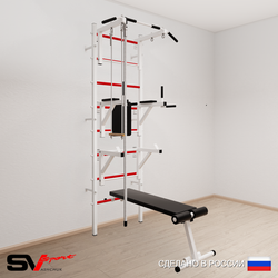Шведская стенка Sv Sport усиленная 696 (Турник стандарт/Брусья/Стойка/Скамья/Канат/Трапеция)