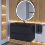 Тумба с раковиной Uperwood Tanos-Classic Quartz 80 см, черная/уголь
