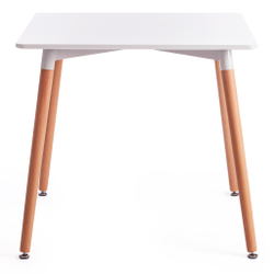 Стол JOHN (mod. T1003) МДФ/дерево, 80 х 80 х 75 см , White (Белый) / Natural (натуральный)
