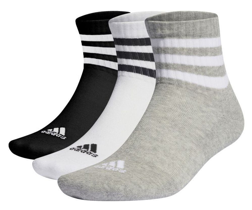 Теннисные носки Adidas Cushioned Sportswear Mid-Cut Socks 3P - medium grey heather/white/black