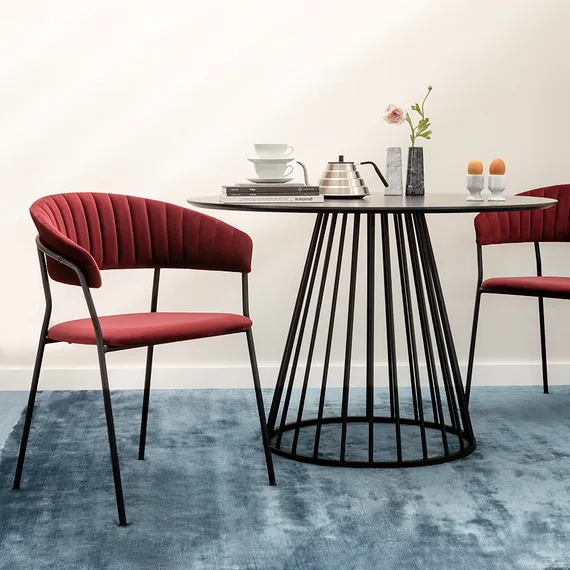 Стул Stefany, винный велюр, черный ножки