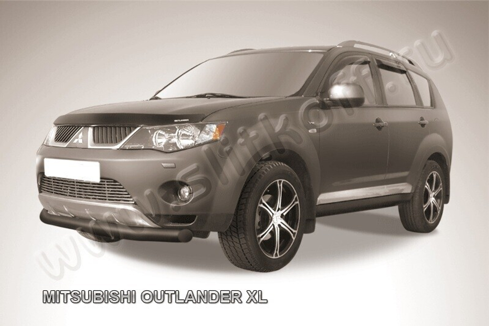 Защита переднего бампера (нержавейка) Mitsubishi Outlander XL (2005-2009) d76 (черный)