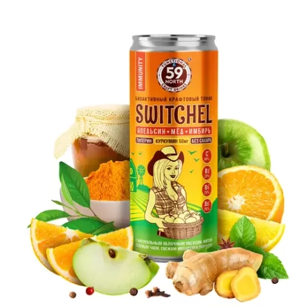 Биоактивный тоник SWITCHEL «Апельсин + Мёд + Имбирь», слабо газированный
