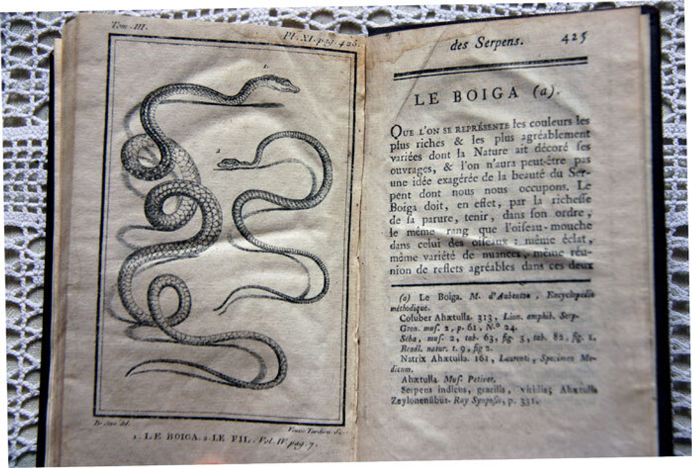 "Histoire naturelle des serpens  (Естественная история змей)". Par M. le Comte De lA Cepede (Г-н граф де ла Сепеде). 1790 г. - антикварное издание