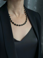 Колье из черного агата, фурнитура золото