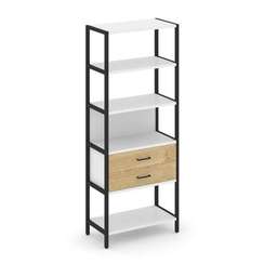 Shelf System Односекционный стеллаж пятиярусный с ящиками SN.STM-512 Белый/Тиквуд Светлый/Металл Чер